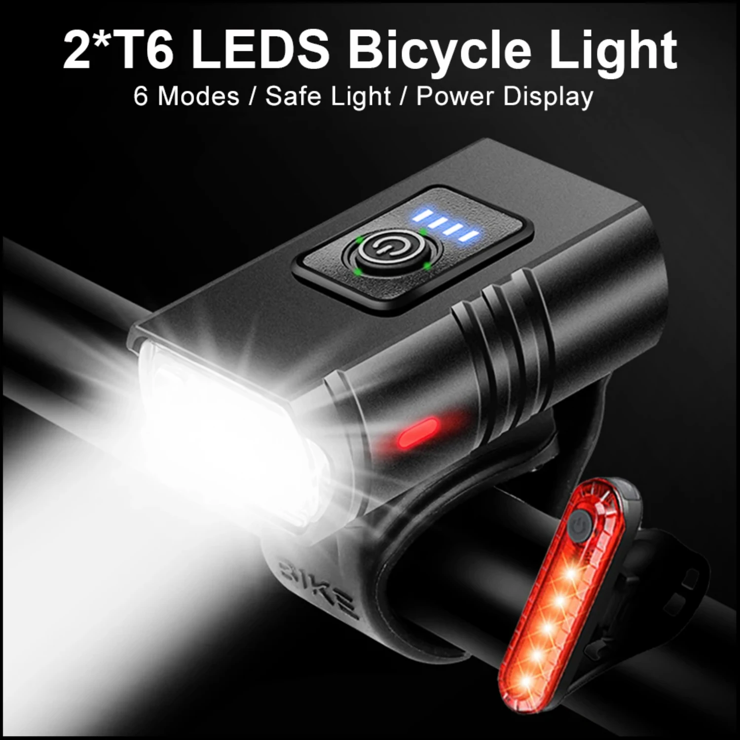 Bicycle Light1000LM Bicycle Light 2T6 Bike Flashlight Headlight  USB Rechargeable Torch Aluminum Cycling  Low Access