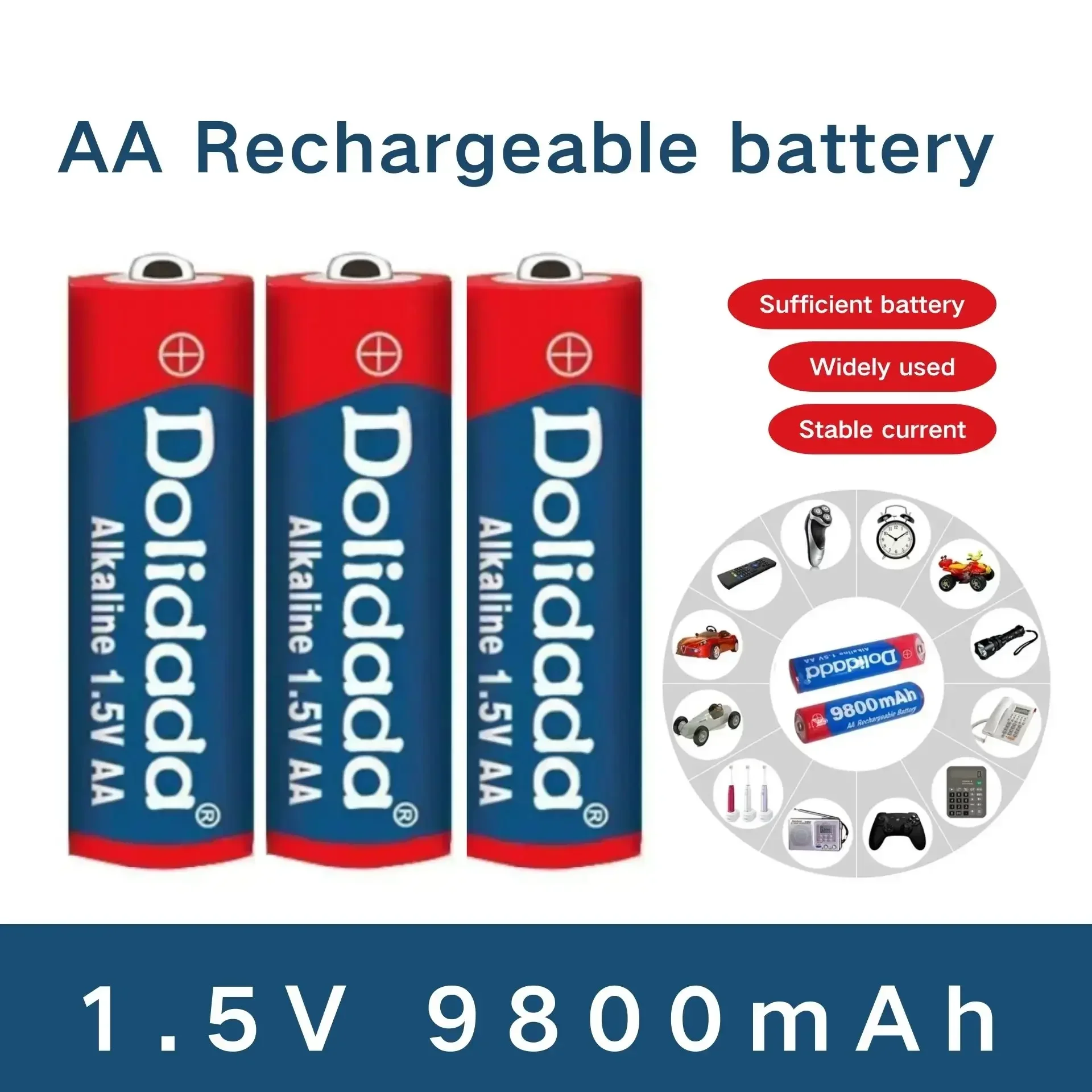 AA 1.5V 9800mAh rechargeable battery, can be used for alarms, mice, flashlights, smart door locks, etc