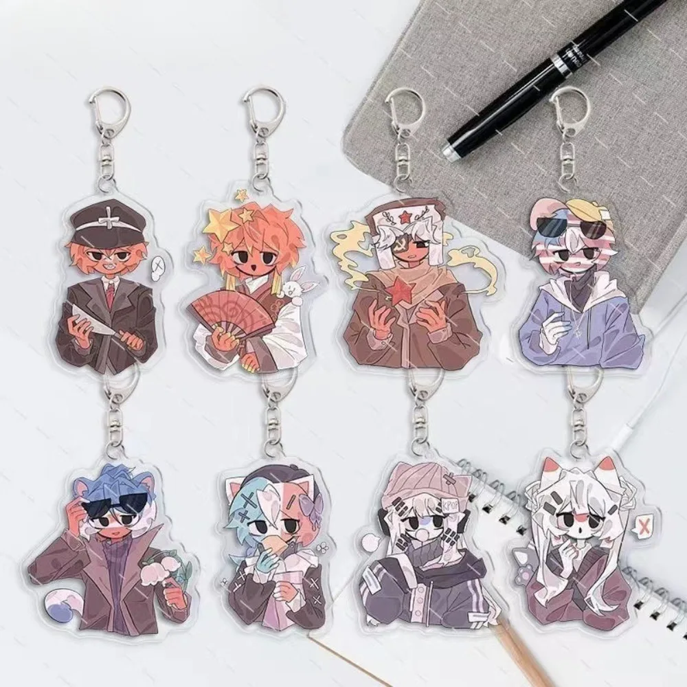 Countryhumans Acrylic Keychain Nation China America Soviet Japan Hanging Keyring Pendant Decoration Accessories Ornament Gift