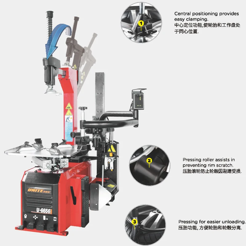 U-6656 مبدل إطارات البرج الخلفي المائل الأوتوماتيكي بالكامل