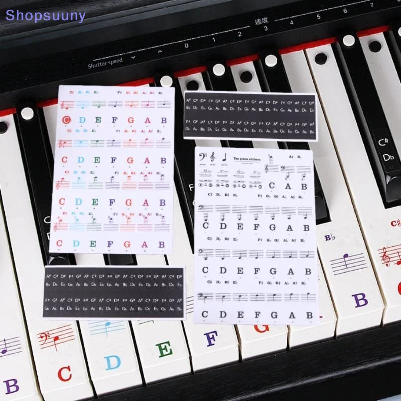 [SU]1 Set Beginner Letter Piano Sticker 88/61/54/49 Keys With Removable Colored Note Labels Piano Keyboard Stickers[SU]
