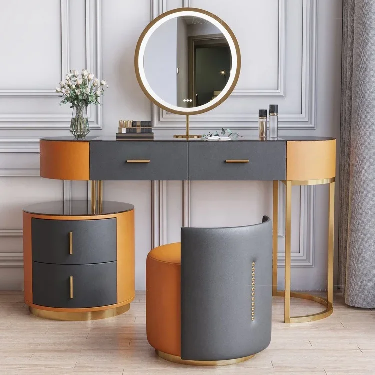 Modern Dresser Tempered Glass Table Small Apartment Bed Tail Bucket Cabinet Integrated Photography Studio Makeup Table