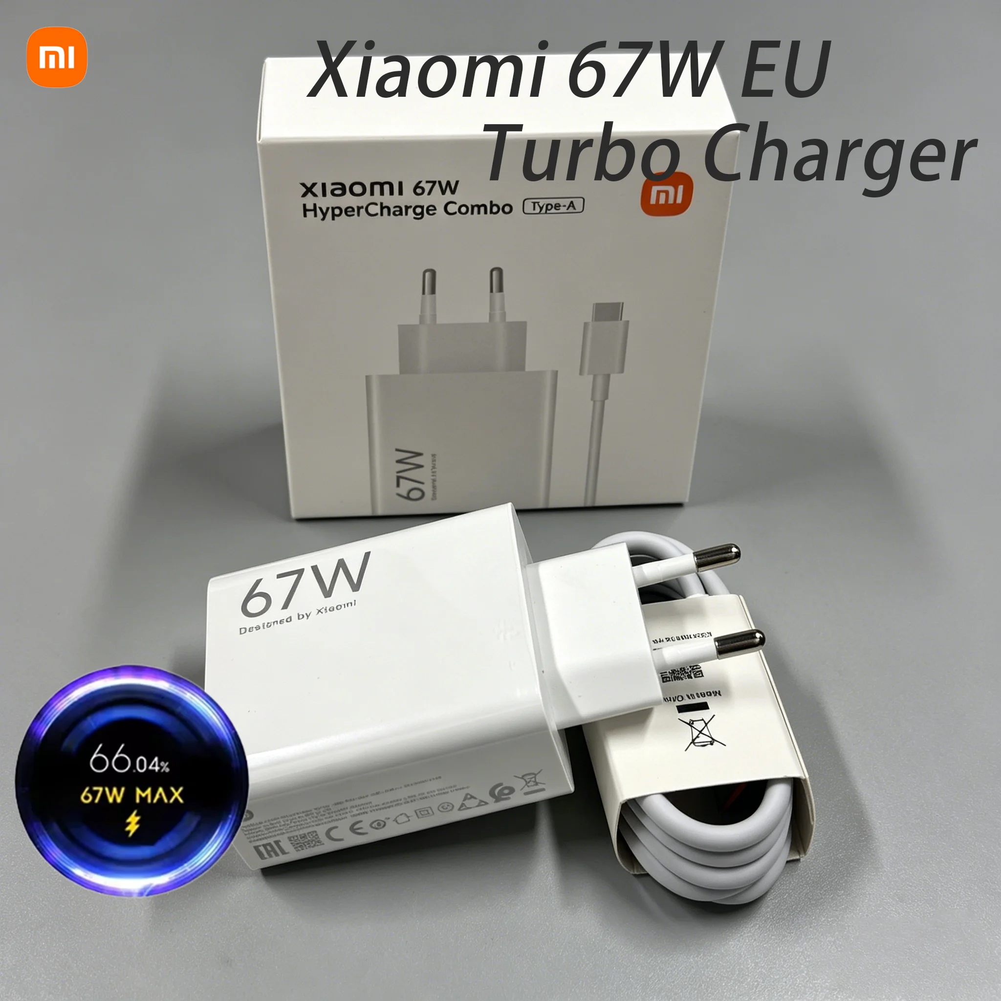 Xiaomi 67W Charger Fast Charging 1M USB Cable EU/US Cable Adapter For Mi 14 Redmi Note 13 12 Pro Turbo Poco F5