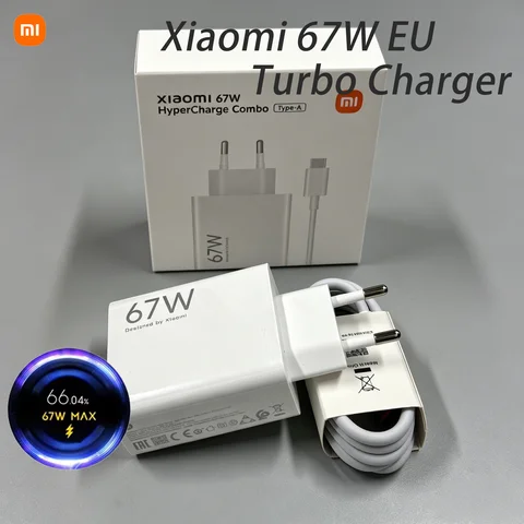 Chargeur Xiaomi 67W à charge rapide, câble USB 1M, adaptateur EU/US pour Mi 14 Redmi Note 13 12 Pro Turbo Poco F5