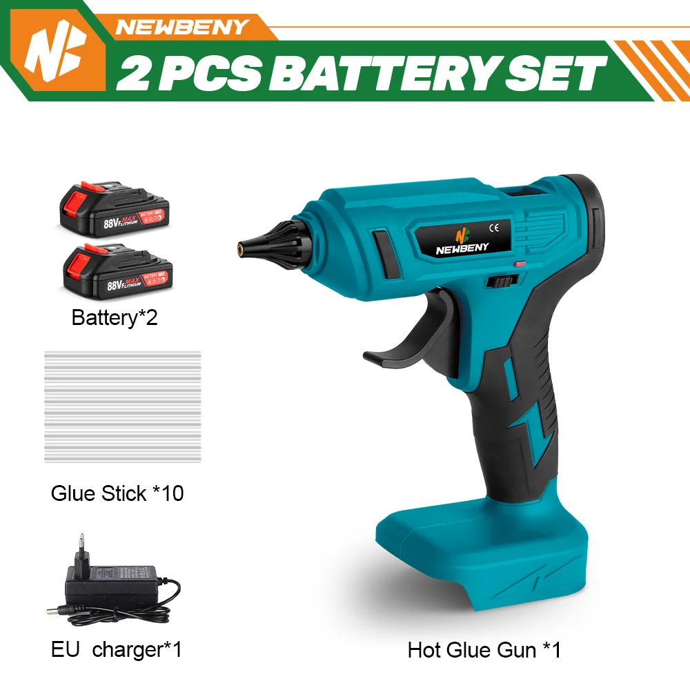 NEWBENY 100 W 280 ° C Akku-Heißklebepistole, tragbar, wiederaufladbar, mit Klebestiften, DIY-Reparaturwerkzeug für Makita 18 V Akku-Pin