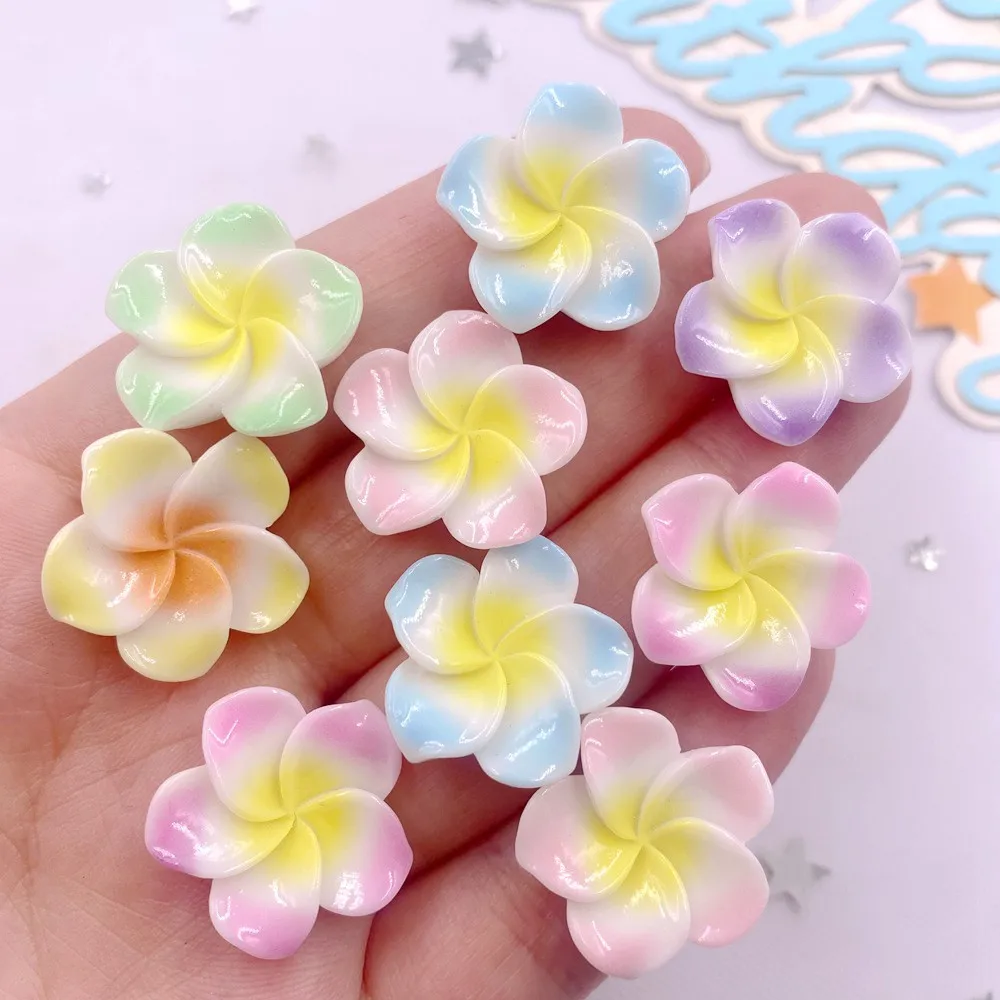 Resin Cute Colorful Painted Flower Flat back Stones Scrapbook 3D Garden Miniatures Figurines DIY Bow Decor Accessories Crafts M4