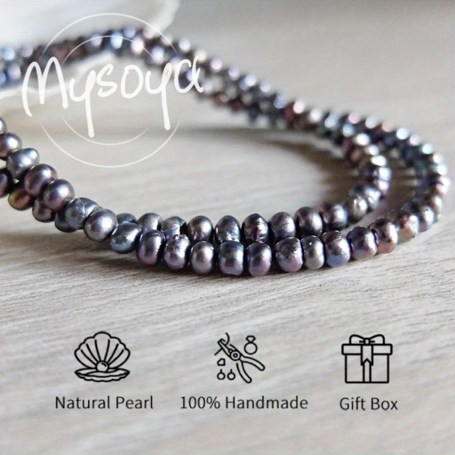 

Mysoya Black Freshwater Pearl Necklace, 6-7mm Pearls, Gift Box Gift for Him/ Her for Birthdays, Weddings, or Valentine's Day