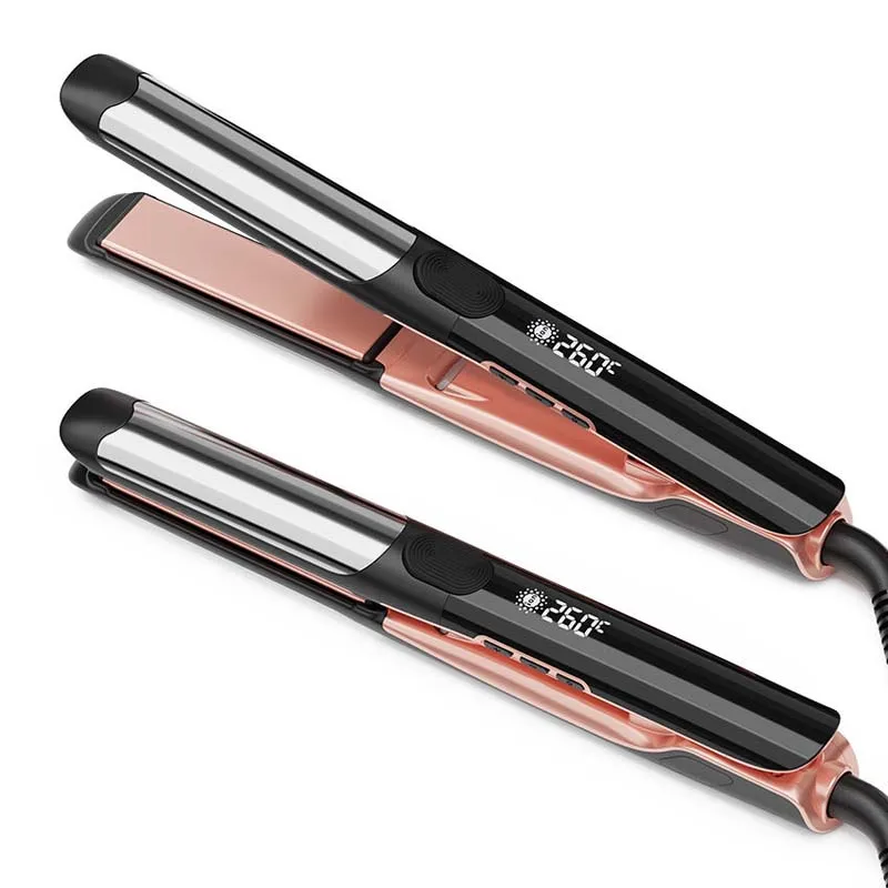 

2-in-1 Iron Hair Straightener LED Display Electric Ceramic Plate Car Salon Use Featuring Negative Ion Technology Flat Iron