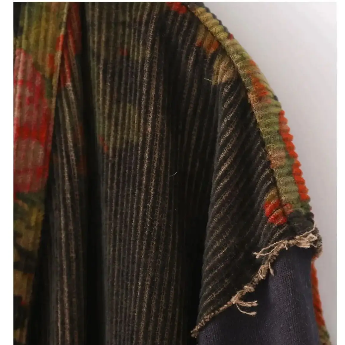 LZJN ฤดูใบไม้ผลิหลวม Retro Corduroy พิมพ์แจ๊กเก็ตจีน Zen สไตล์, การปิดกั้นสี Long Trench Coat สําหรับ Plus ขนาด