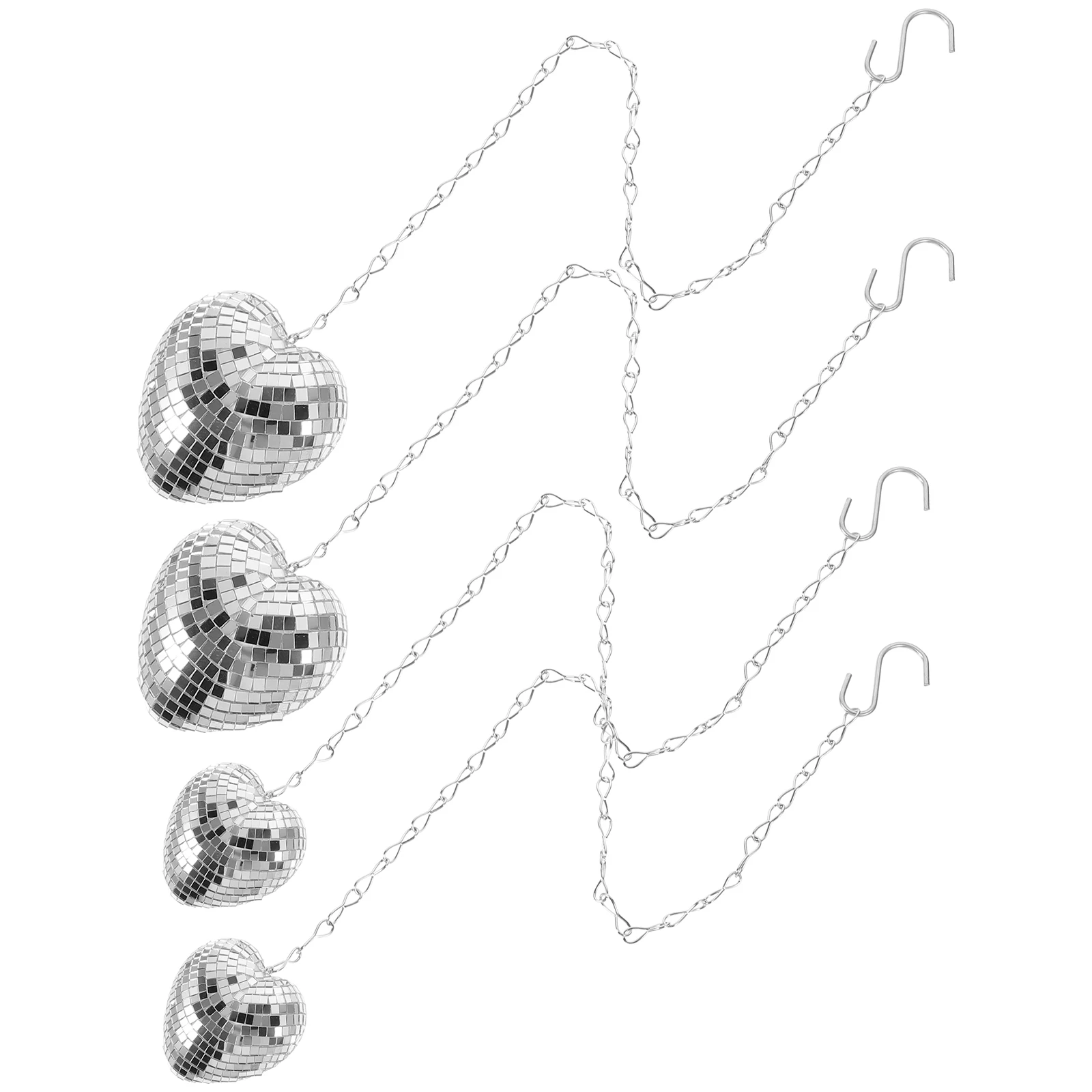 

4pcs Love Glass Decorations Heart Disco Ball Hanging Mirror Party Decoration Dance Bar Wedding Centerpiece Shiny Reflective