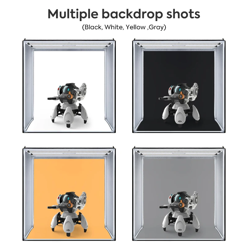 フォトスタジオライトボックス,3個,LEDストリップ,黒,白,黄色,灰色,PVC背景ライトボックス,製品テント,フォトラップ,27インチ