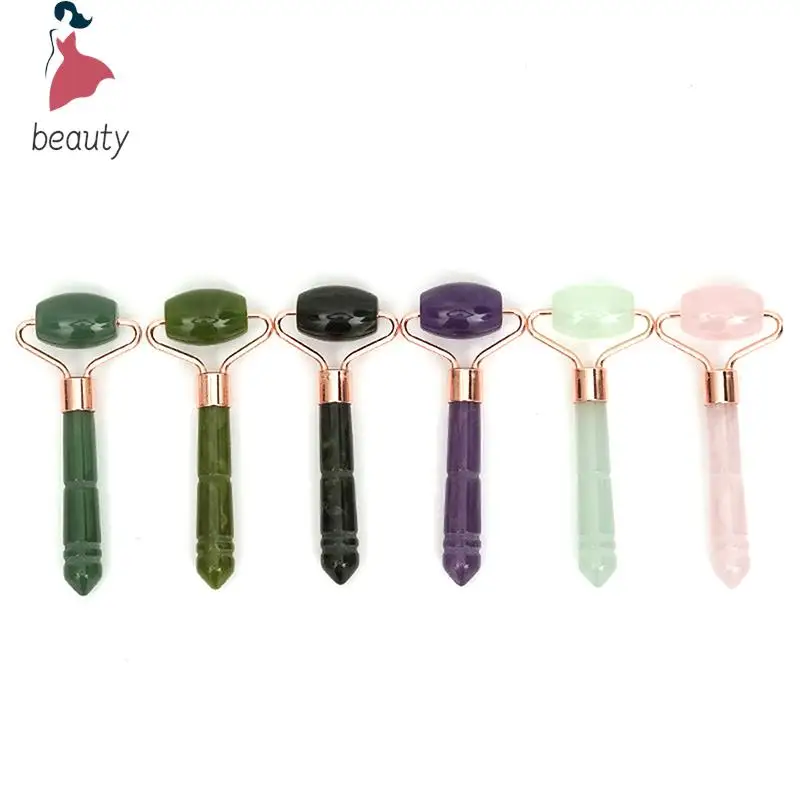 Gua Sha-masajeador de Jade Natural para la cara, rodillo para adelgazar, masajeador de una sola cabeza, herramienta para el cuidado de la piel