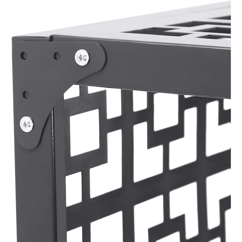 エアコンフェンス 43.31×31.5インチ 高さ4パネル アルミ合金製プライバシースクリーン 屋外プール設備囲い（O用）