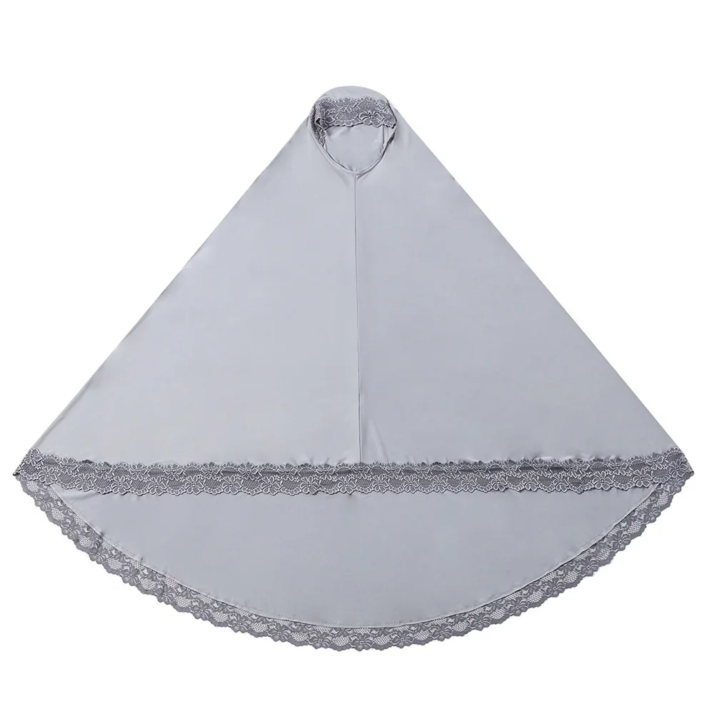 

2025 Women Muslim Prayer Long Khimar Lace Trim Islamic Veils Headcover Dubai Saudis Turkey Arabic Clothing Hijab Headdress Scarf