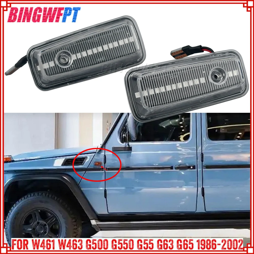 2PCS Sequential Blinker Lamp Side Marker Light For Mercedes Benz G-Class W460 W463 W461 G500 G550 G55 G63 G65 Turn Signal Lights