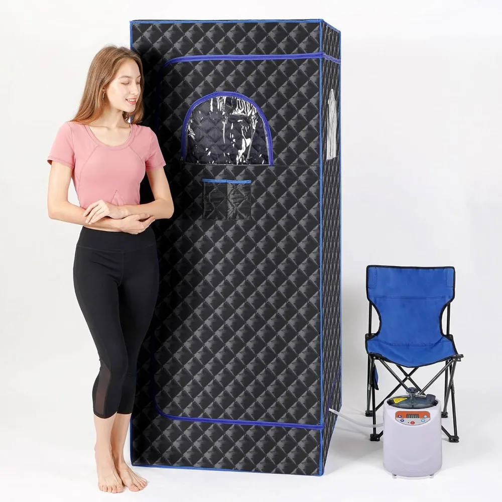 

Sauna, Portable Sauna Box Single Personol Steam Sauna Large Space Sauna Tent with Foot Massager Remote Control Included