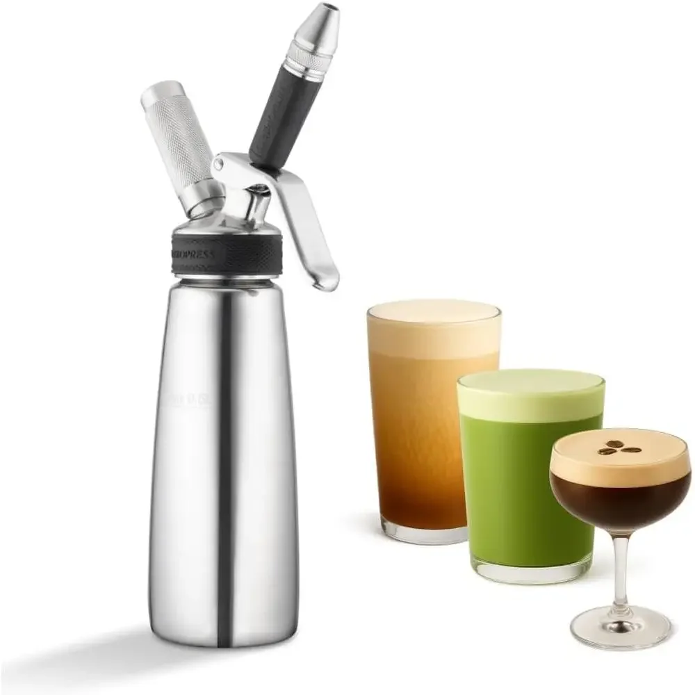 

Portable Cold Brew Maker for Fresh Coffee, Smoothies, and Iced Drinks | Reusable N2 Cartridges | Stainless Steel