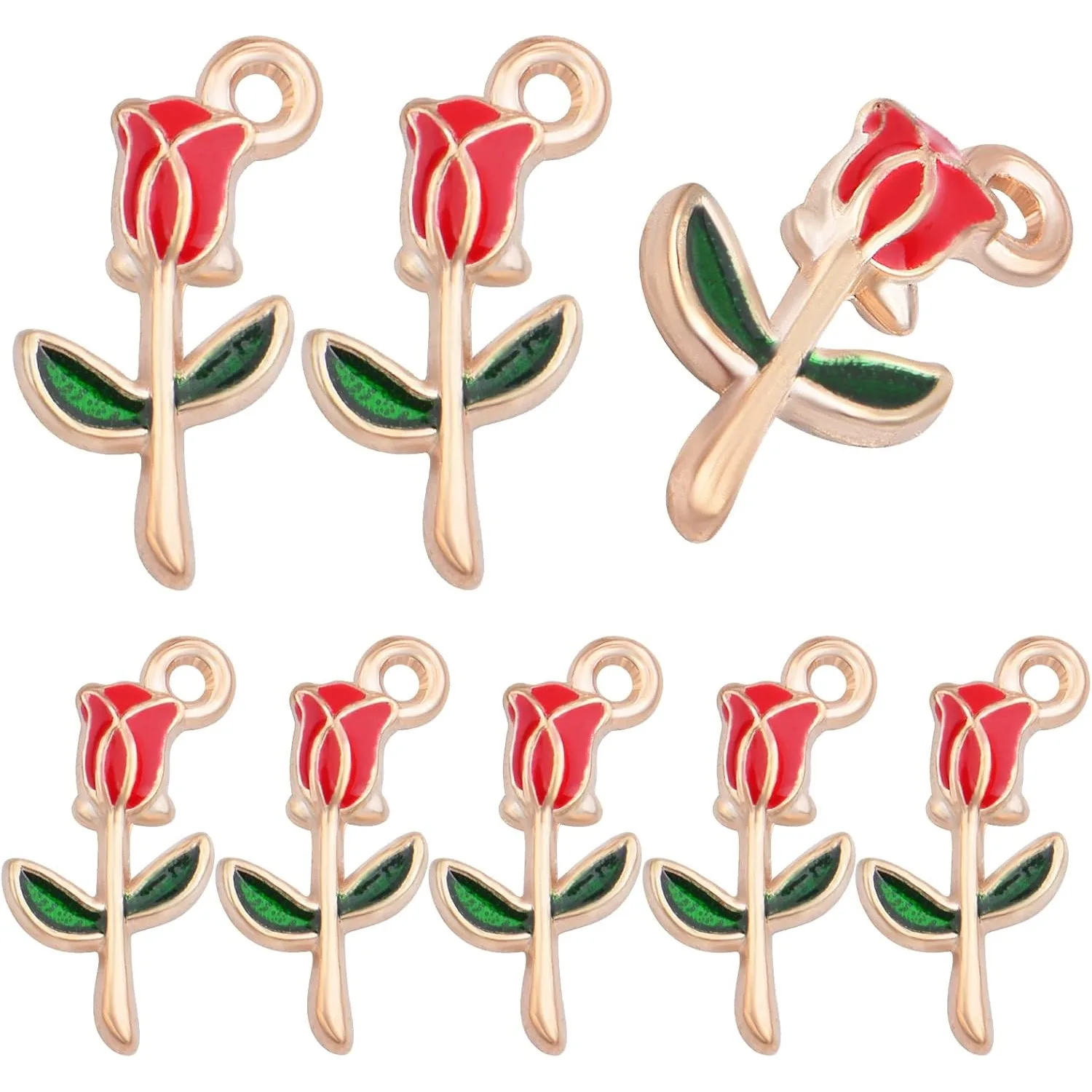 

30pcs Rose Flower Pendants Charms Enamel Flower Dangle Pendants Romantic Charm for DIY Earrings Necklace Valentine's Day Gifts
