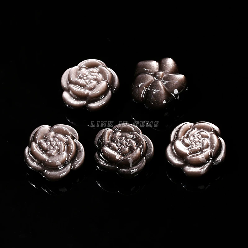 1 Pc Natural Stone Amethyst Obsidian Pink Quartz Carved Rose Flower Shape Bead For Jewelry Making Diy Necklace Bracelet Finding