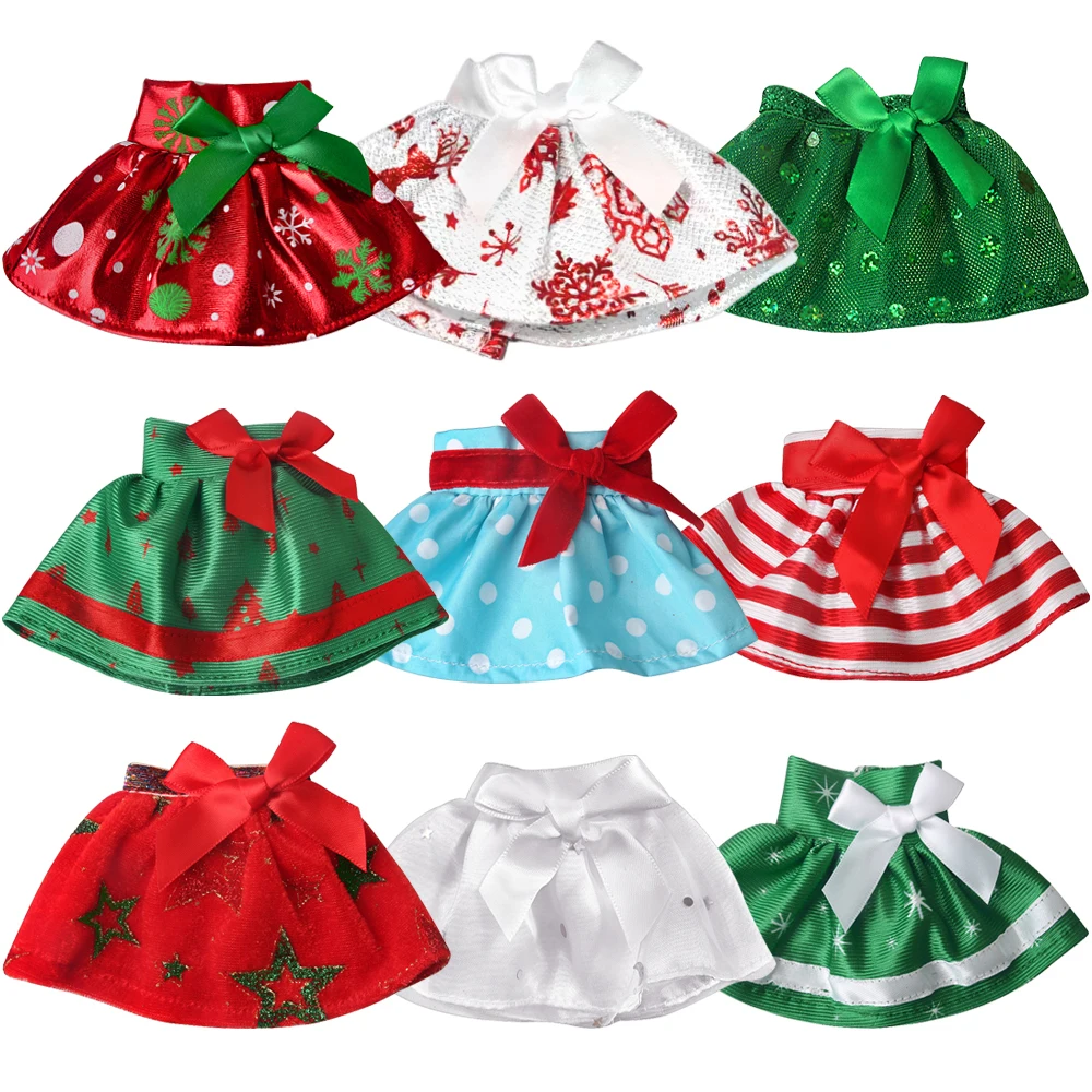 Christmas Printed Red Mini Skirt, Suitable for 30cm Boys' Dolls, Christmas Red Doll Skirt Is Compatible with Our Generation
