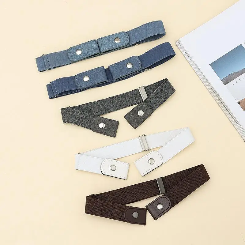 Hot Sale Fashion Easy To Wear Invisible Belt Stretch Elastic Canvas Elastic Waist Band Adjustable Buckle-Free Belts Fashion Wear