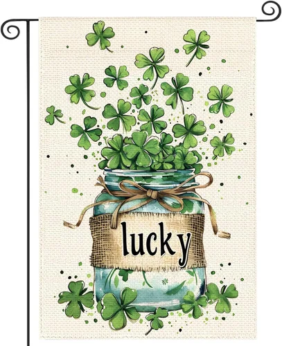 St. Patrick's Day Garden Flags - Double-Sided Shamrock Yard Decor 12x18 Inch OOV IIC