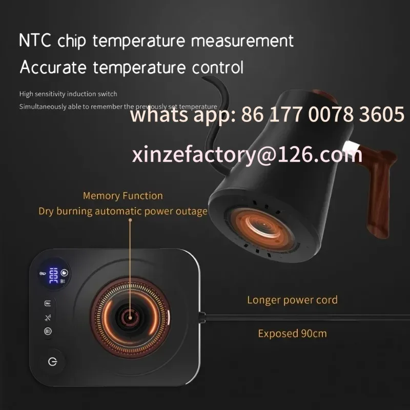 Customizable Electric Gooseneck Kettle 900ML Hand Brew Coffee Pot Smart Teapot Temperature Control Pot Rapid Heating Kettle