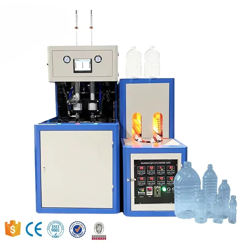 Semi-Automatic Mini PET Bottle Blowing Machine 1 Cavity 5L Plastic Molding Core Components Motor PLC Pump High
