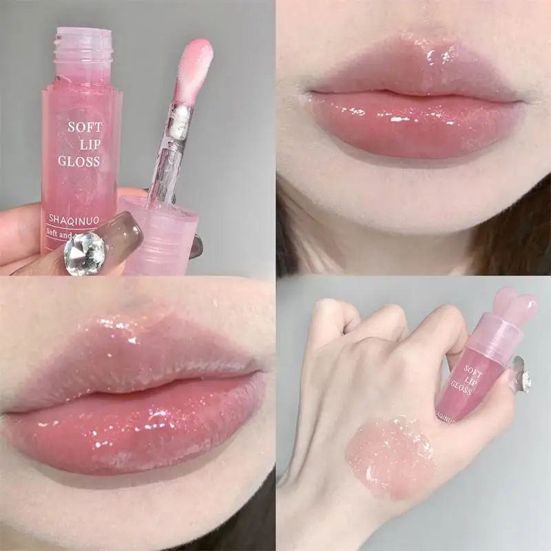 Crystal Peach Lip Oil Hydrating Mirror Lip Gloss Tinted Plumper Moisturizing Lip Care Treatment Makeup Colored Lipstick Balm