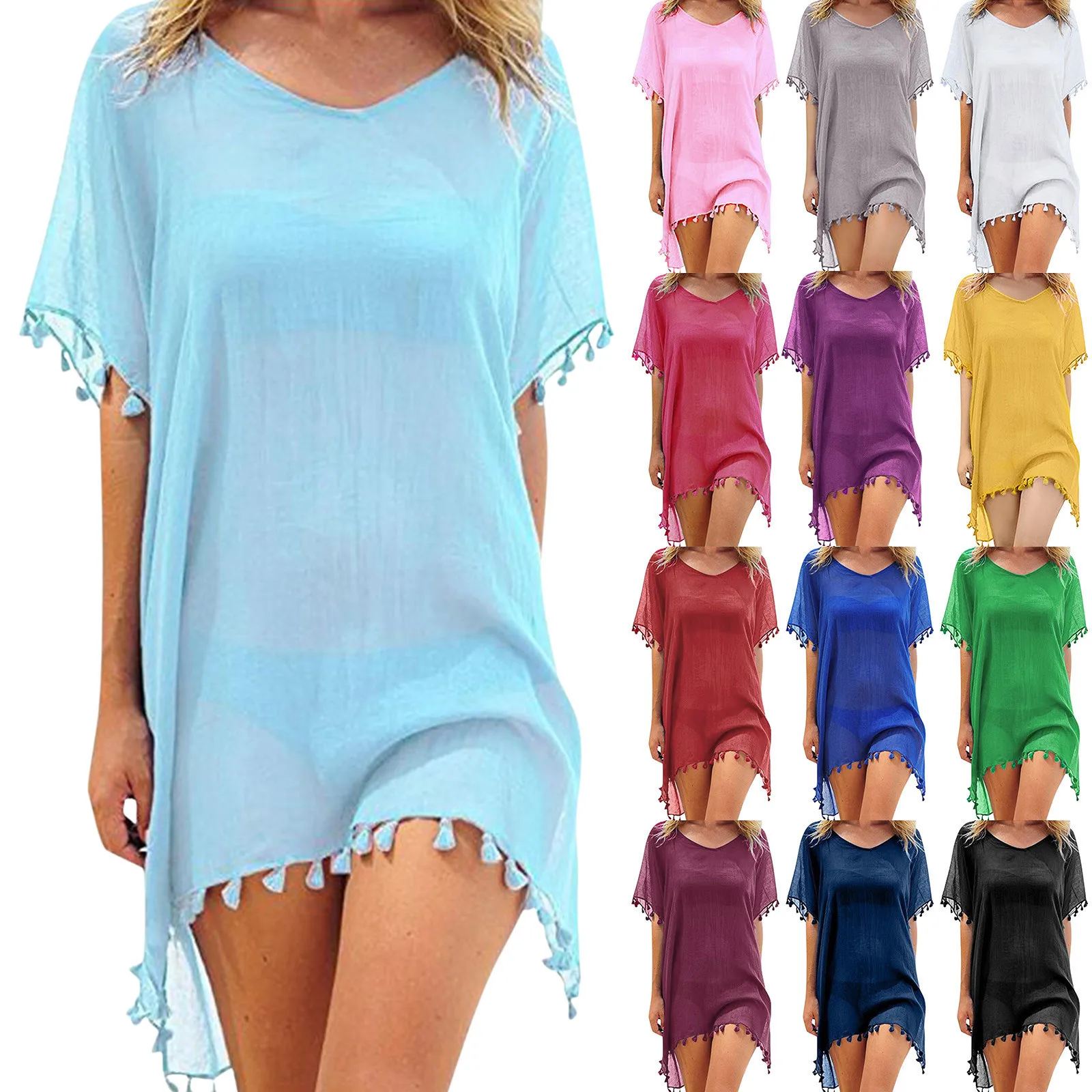 Women Beach Cover Up Lace Hollow Crochet Swimsuit Beach Dress Women 2024 Summer Cover-Ups Bathing Suit Ladies Beach Wear Tunic