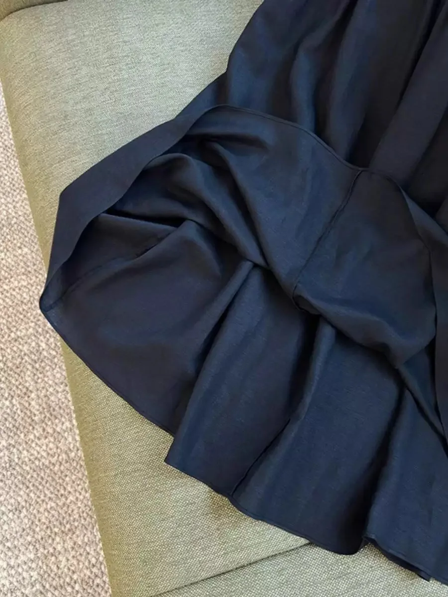 High Waist Gauze Pleated f Skirt Women's A-Line Midi Skirt Summer 2025 Season Versatile Sle Loose Fit Thin Gauze Splicing