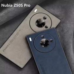 For Nubia Z50S Pro Case Luxury PU Leather Protection Phone Back Cover For ZTE Nubia Z50 S Pro Coque Silicone Shockproof Bumper