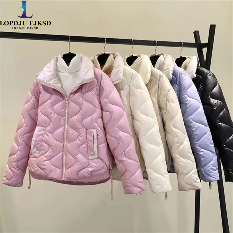 

Thick Warm Down Padded Coat for Women, Korean Loose Parkas,Glossy,Adjustable Waist Cotton Coat, Fur Lining, Winter, New, 2023