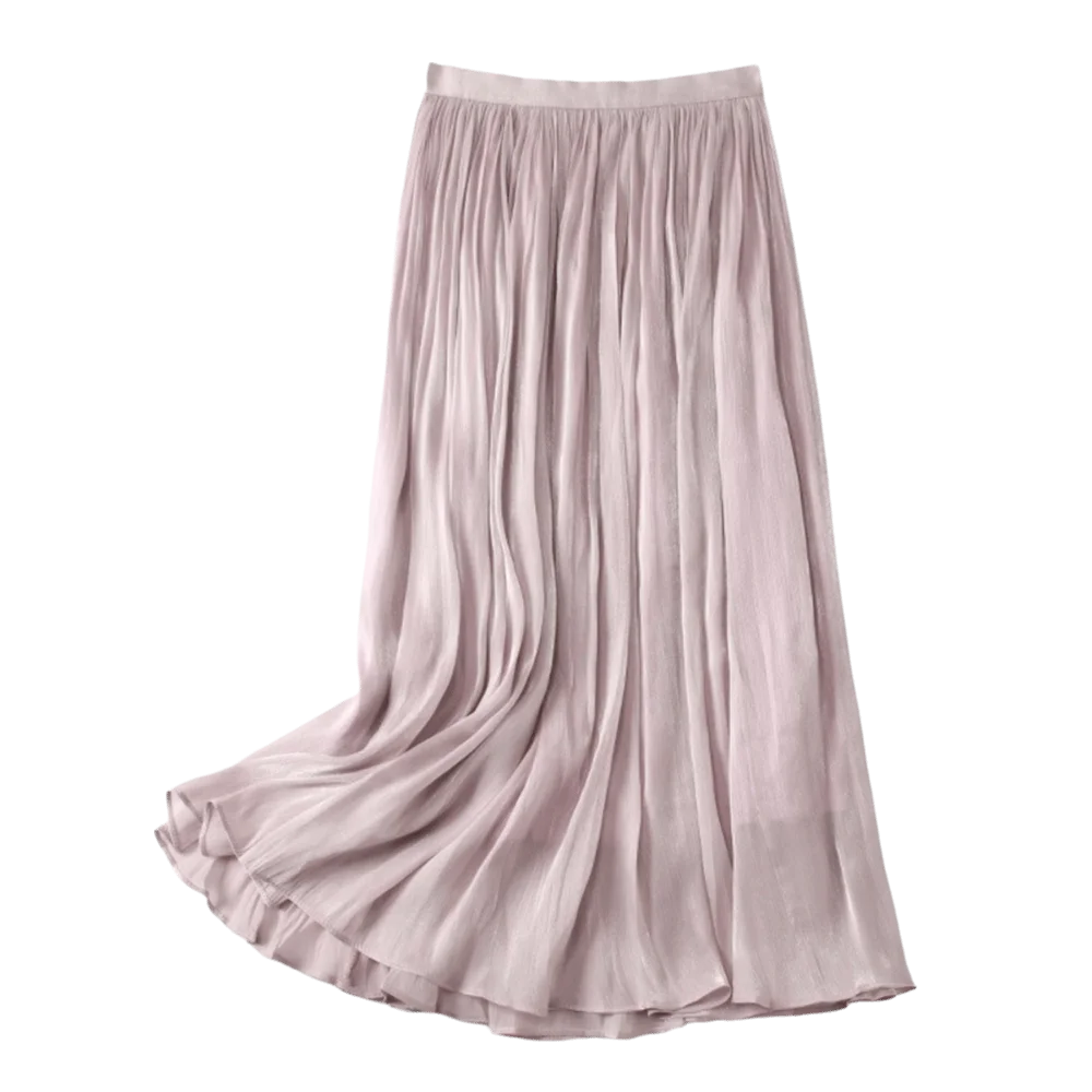 Sweet Style Solid Color High Waist Skirt Comfortable Loose A- line Skirt Casual Long Skirt Women's