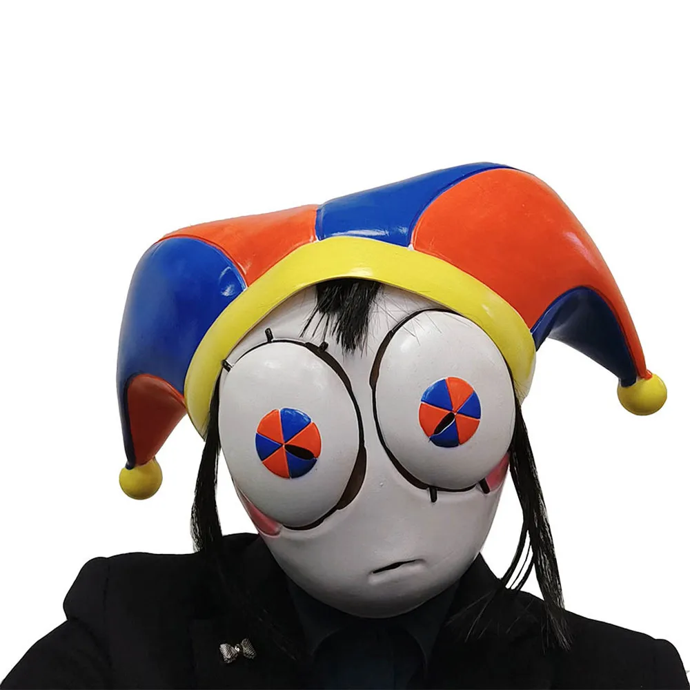 Bunter Clownhut Vollgesichtsmaske mit Großem Augendesign Latexmaske Halloween Cosplay Maskerade Karneval Kostümparty Requisit – Detail 3