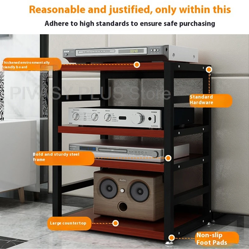 Rak Audio Bingkai Logam 3-4 Tingkat Rak Peralatan HiFi Speaker Tugas Berat Berdiri Braket Penyimpanan Lebih Luas untuk Sistem Suara Amplifier