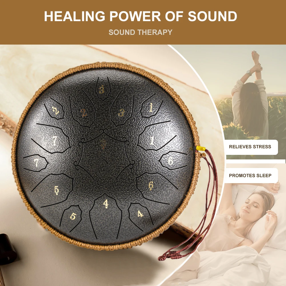 12 بوصة D لهجة الموسيقى طبل الموسيقى مع حقيبة يد أفخاذ 15 ملاحظة اليوغا التأمل الصوت شفاء D كبير طبلة أثيري #5