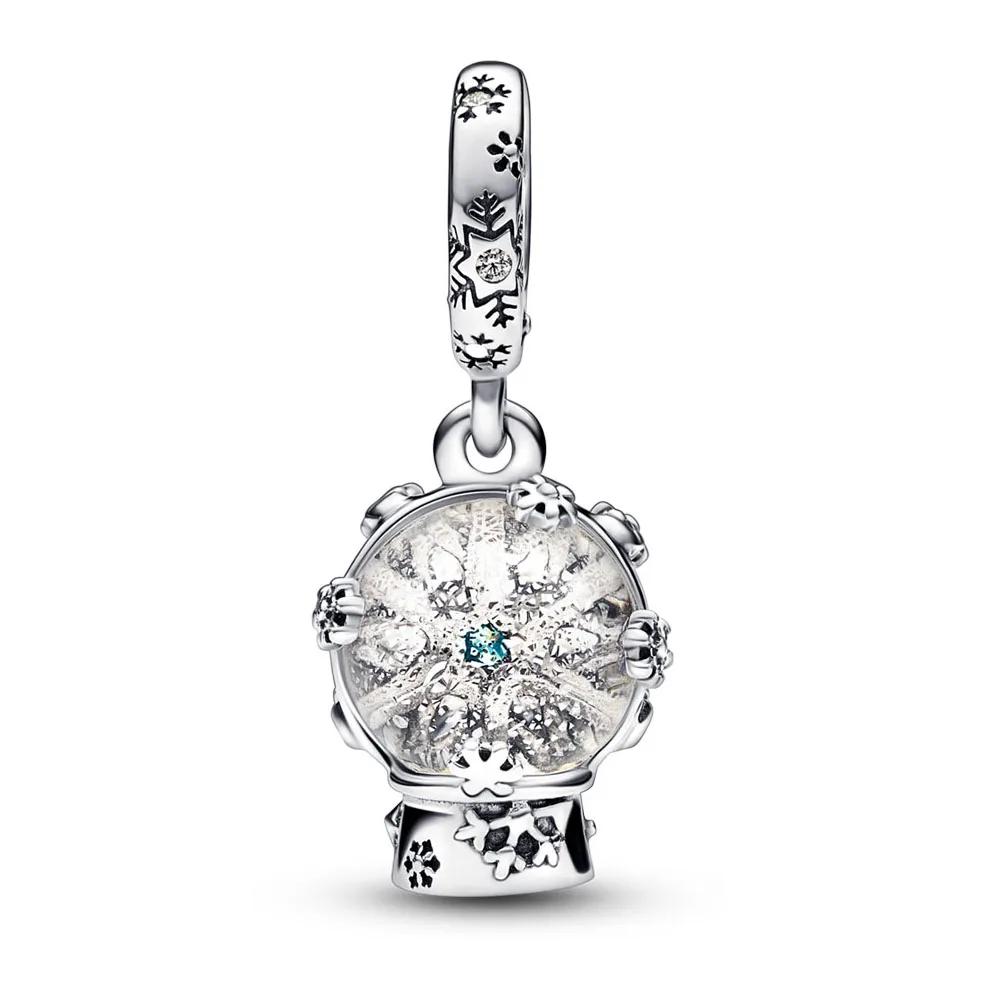 

Fits Pandora Bracelet Snowflake Snowglobe Dangle Charm 925 Sterling Silver Beads for Women DIY Jewelry Making Free Shipping