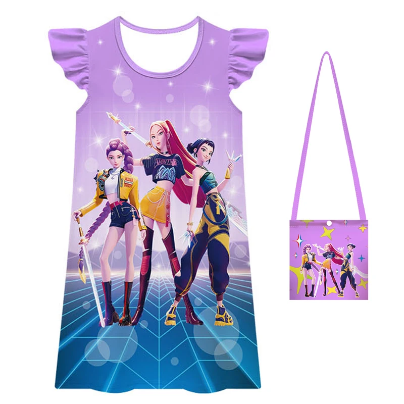 أزياء أنيمي هنتركس رومي ميرا زوي للأطفال Kpop شيطان الصيادين فستان تنكري للفتيات الصغيرات ثوب نوم كرنفال للحفلات