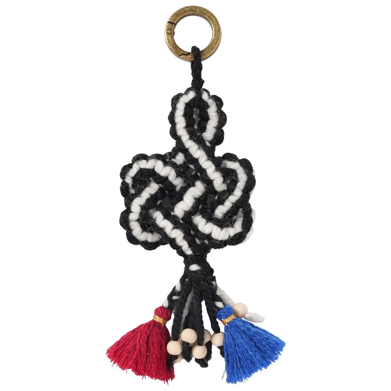 Colgante de pelo de yak hecho a mano estilo tibetano, con nudo chino y flecos, de estilo nacional chino y tendencia nacional, para colgar en el bolso.