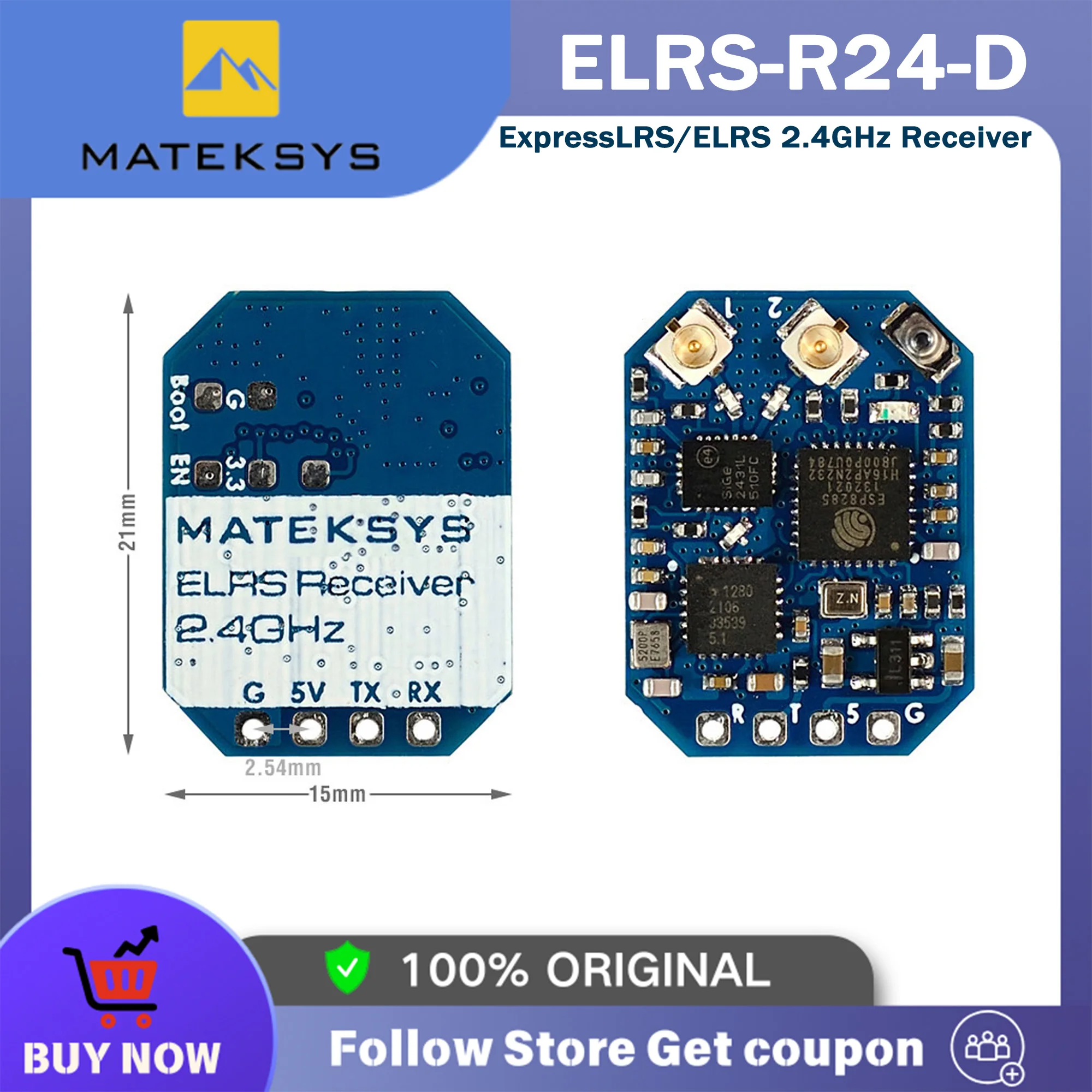 

НОВЫЙ наноприемник MATEK Mateksys ExpressLRS ELRS 2,4 ГГц ELRS-R24-D для гоночных дронов дальнего действия Micro Mini Freestyle