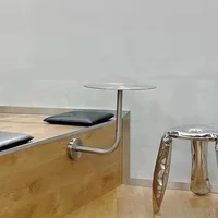 Wall Hanging Stainless Steel Small Round Table Modern Milk Tea Shop Cafe Table Simple Against The Wall Space Saving Table 2