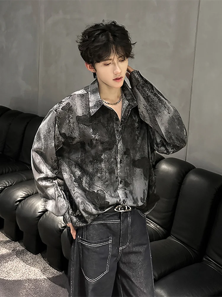 

Knot Dyeing Me Double Layer Long Sve Men's irt Autumn Design Cleanfit irt Jaet Loose Fit Polyester Fiber