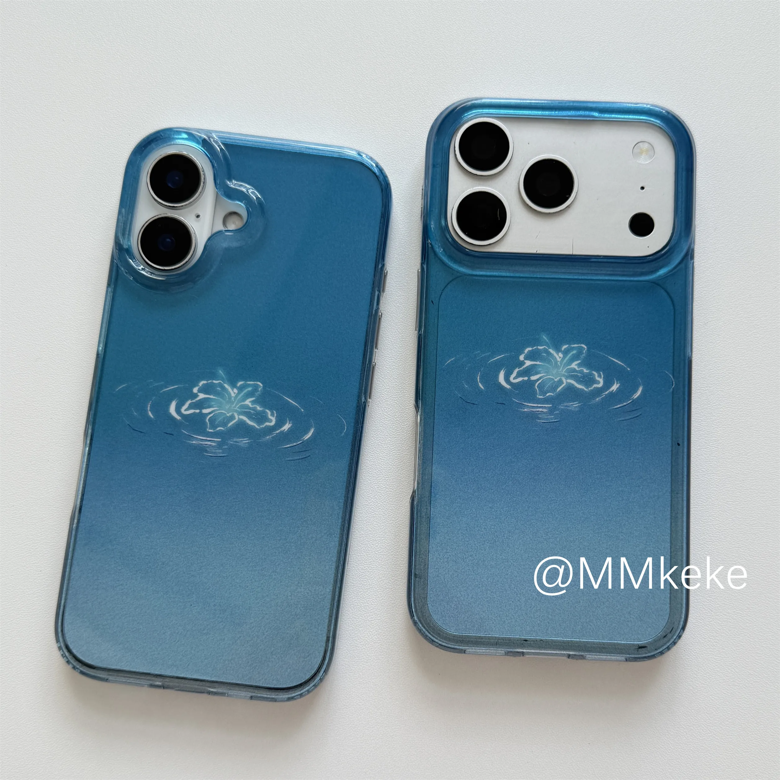 Funda para Teléfono con Diseño Coreano de Ondas de Agua y Flor de Lirio Azul para iPhone 17Air 16 15 14 13 12 11 Pro Max Mini XR XS MAX 7 8 Plus Y2K