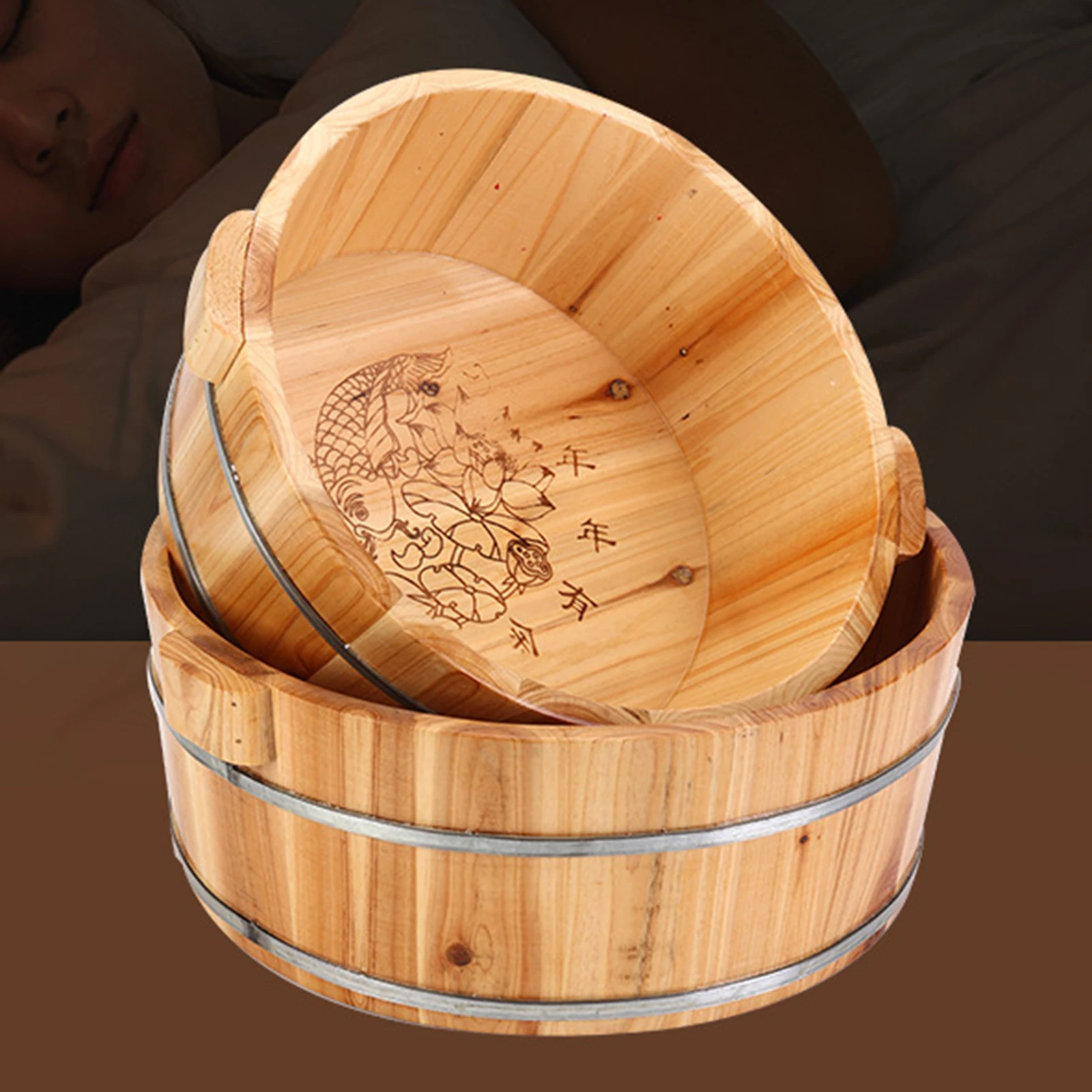 Wood Footbath Basin Foot Soaking Bath Basin Foot Bath Basin Foot Bucket Footbathing Home Supplie Sooth Surface Foot Soaking Tub