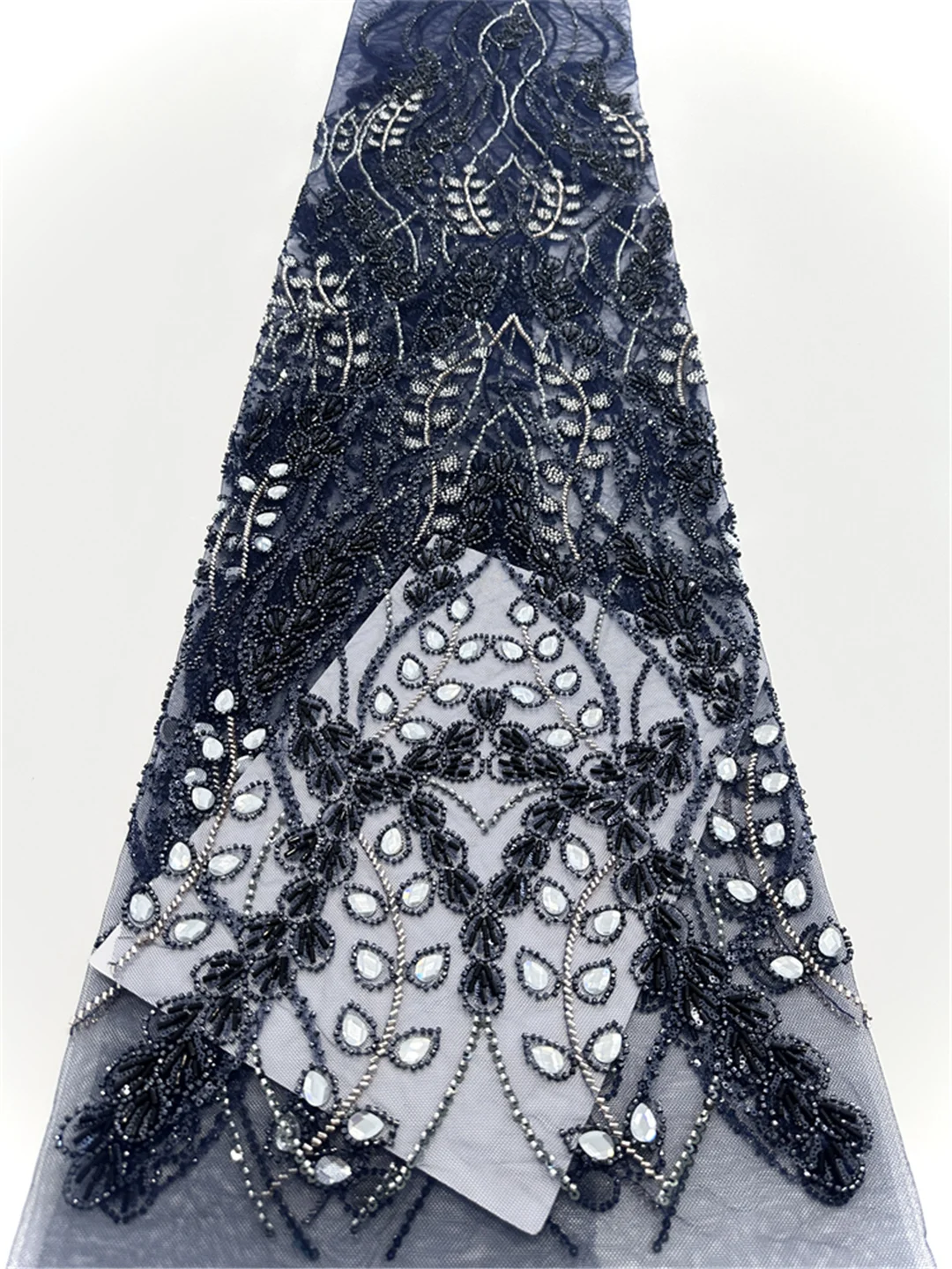 Latest African Heavy Beads Lace Fabric Nigerian Sequins Groom Lace French Tulle Fabric For Wedding Party Dress