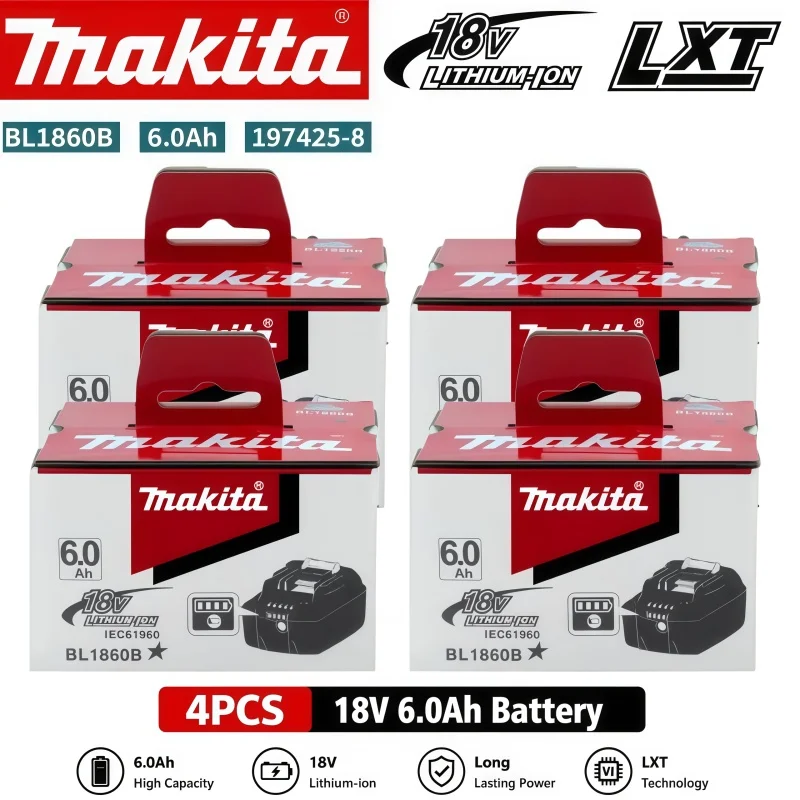Genuine Makita 18V 6.0Ah Lithium Ion Battery BL1860B Replacement for Makita LXT 18V Power Tools BL1830 BL1840 BL1850 BL1860 image 3