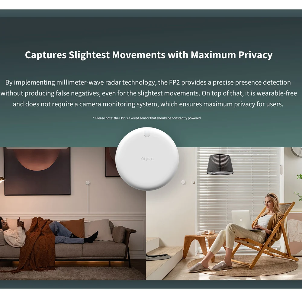 China Version Aqara Presence Sensor FP2 Zone Positioning Fall Detection and Alerts Smart Home Work With HomeKit Aqara Home APP
