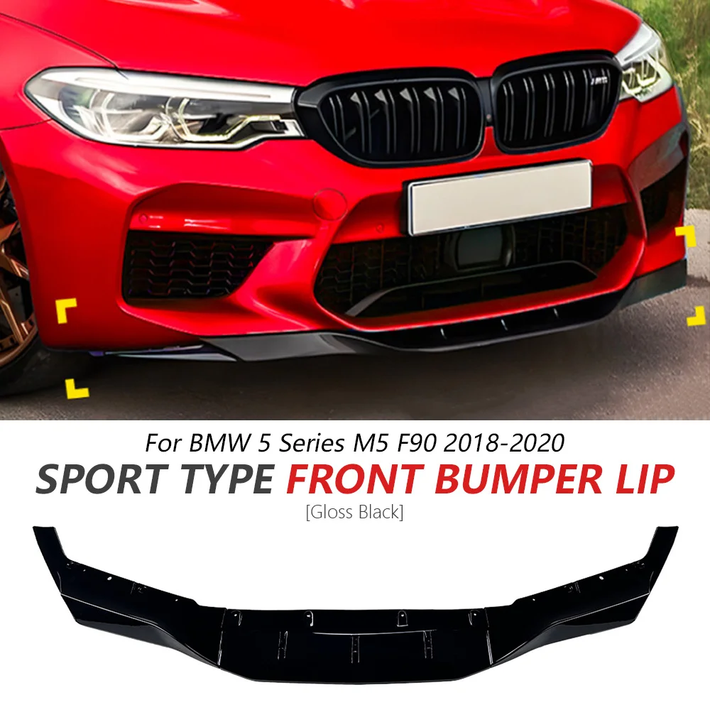

Front Bumper Lip For BMW 5 Series M5 F90 2018-2020 Glossy Black Bumper Lip Spoiler Front Lip Accessories Car Update