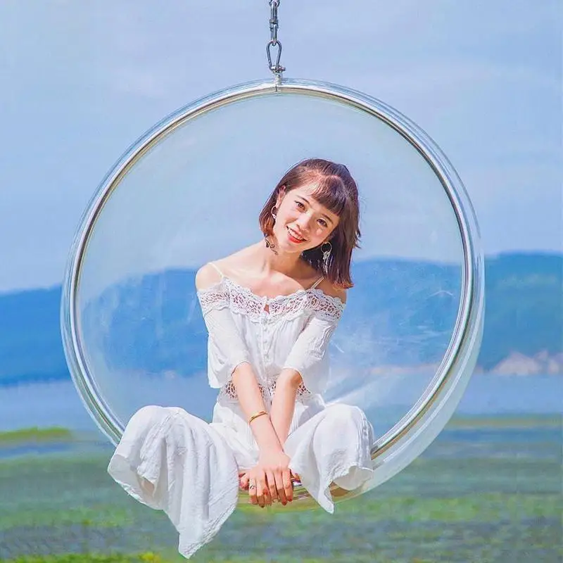 Outdoor swing Internet celebrity bubble chair acrylic hemisphere glass transparent outdoor hanging courtyard hanging